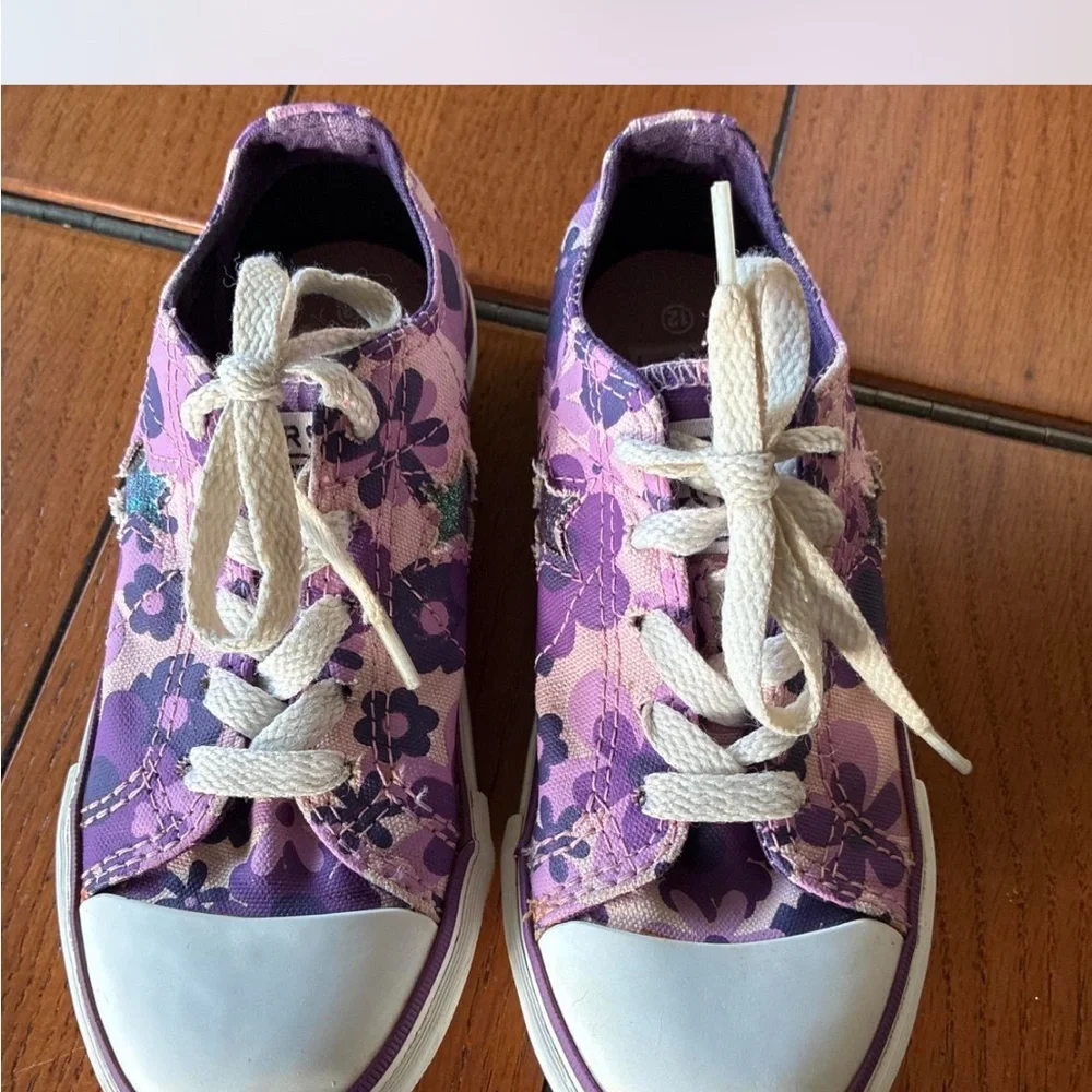 Converse Kids Lavender and Purple Floral Low-Top Sneakers